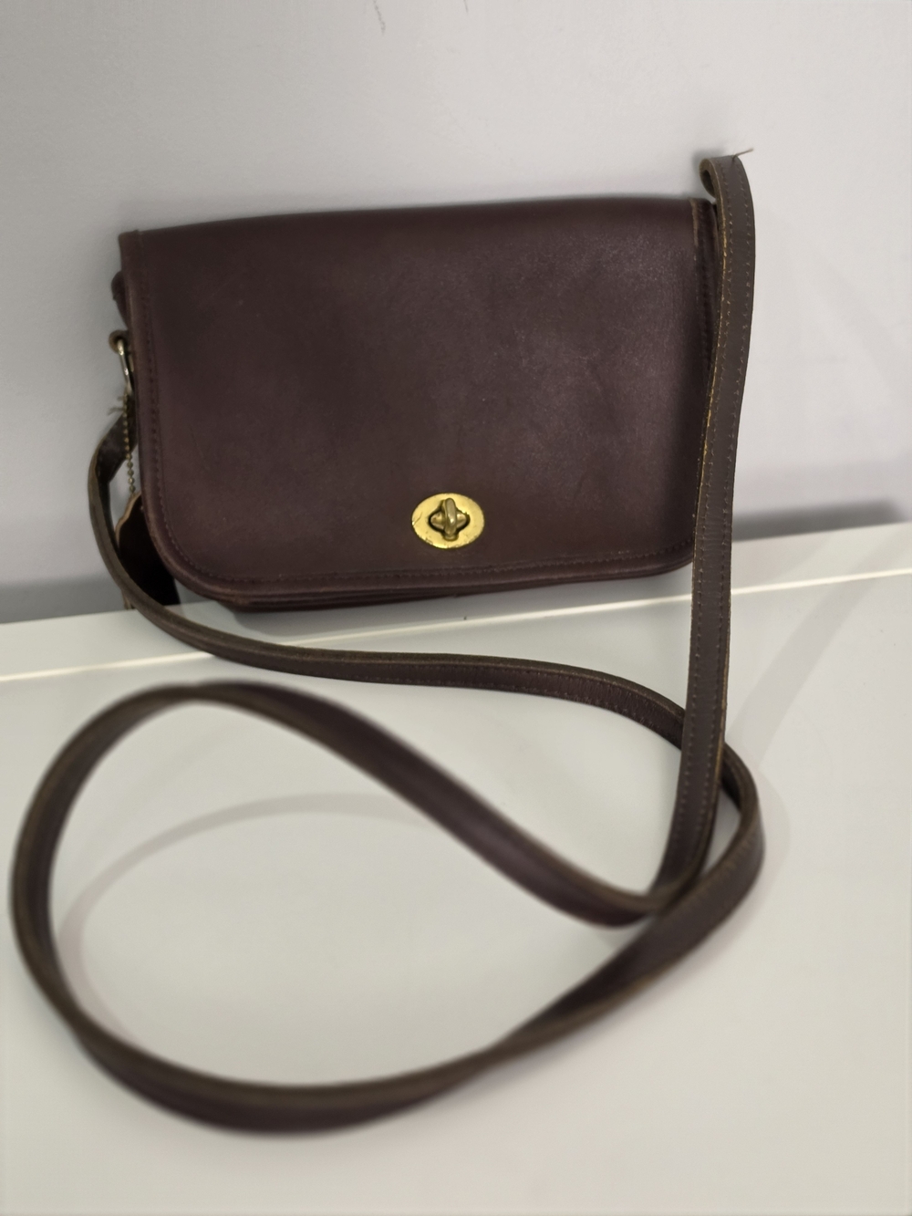 Vintage Coach Early Dinky Mocha Shoulder Bag